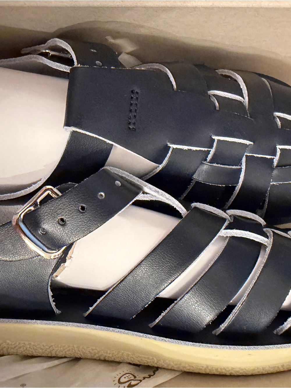 Salt Water Sandals by Hoy Black Leather Fisherman Sandals